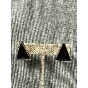 925 J Comes TC-38 Taxco Mexico Earrings Black Onyx Triangles Art Deco Vintage